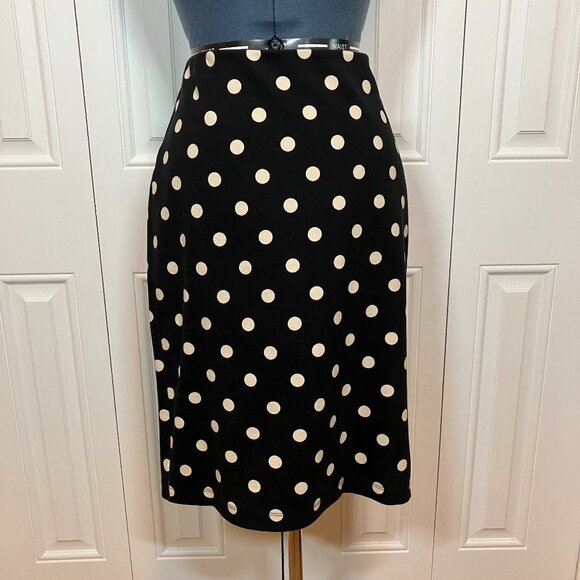 Ann Taylor Black and Tan Polka Dot Skirt Size M - Picture 1 of 5